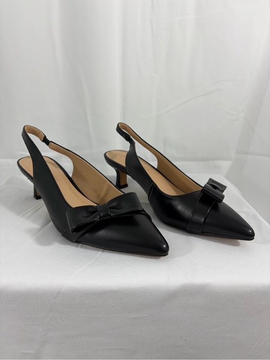 Journee Collection Shoes - Journee Collection Black Pointed Toe Slingback Heels with Bow